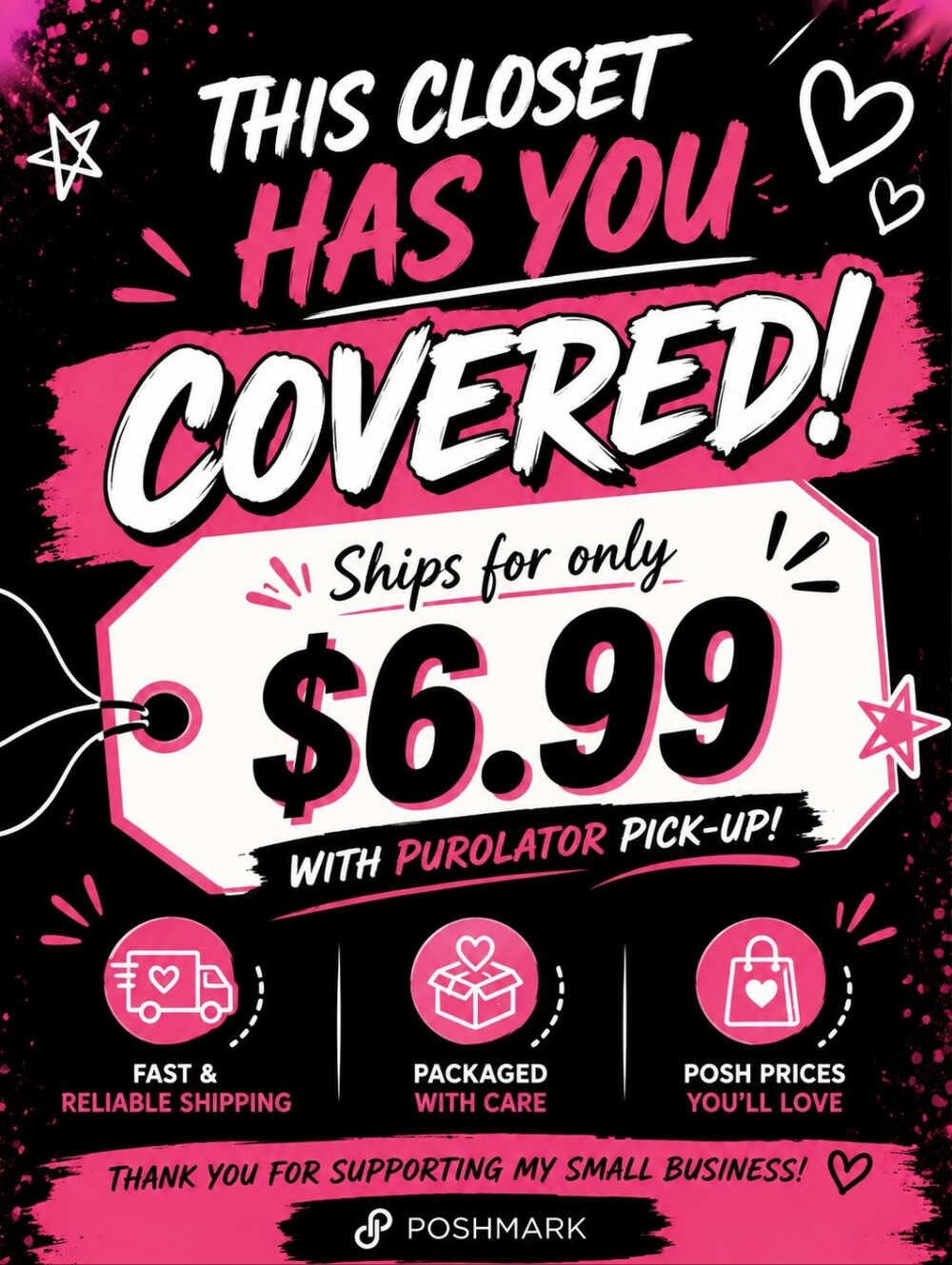 Poshmark Promotional Shipping Poster - Pink & Black